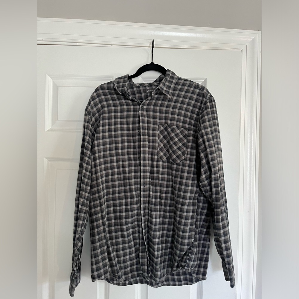 Men's Eddie Bauer Flannel Classic Fit Gray Size Large